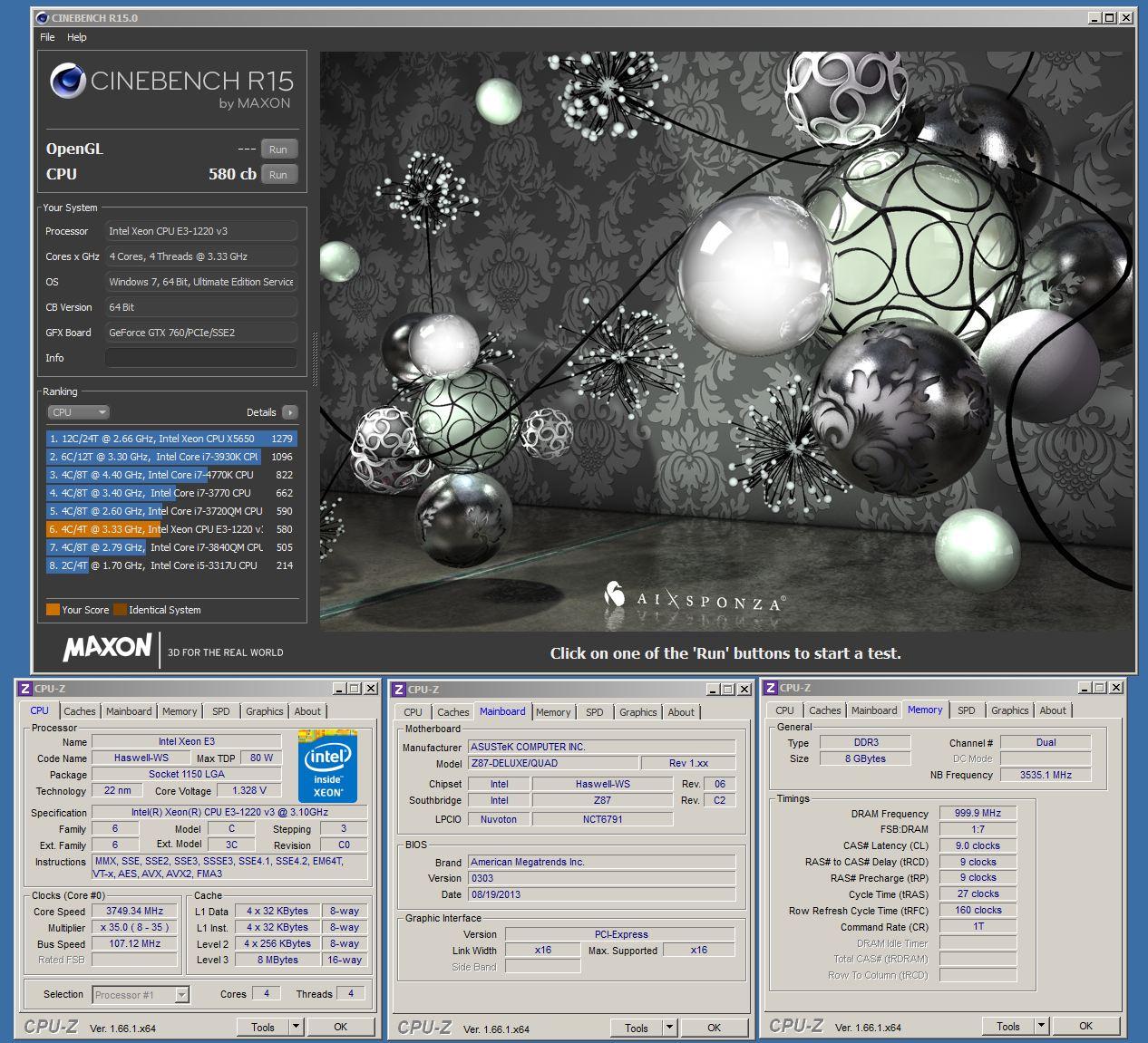 brian`s Cinebench - R15 score: 580 cb with a Xeon E3 1220 v3