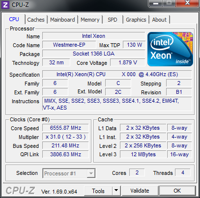 michel90`s CPU Frequency score: 6555.87 MHz with a Xeon X5698