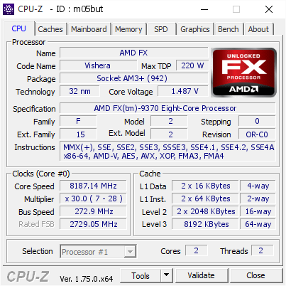 subaruwrc`s CPU Frequency score: 8187.14 MHz with a FX-9370