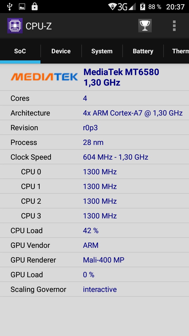 Speedy22`s CPU Frequency score: 1300 MHz with a MT6580 1300MHz
