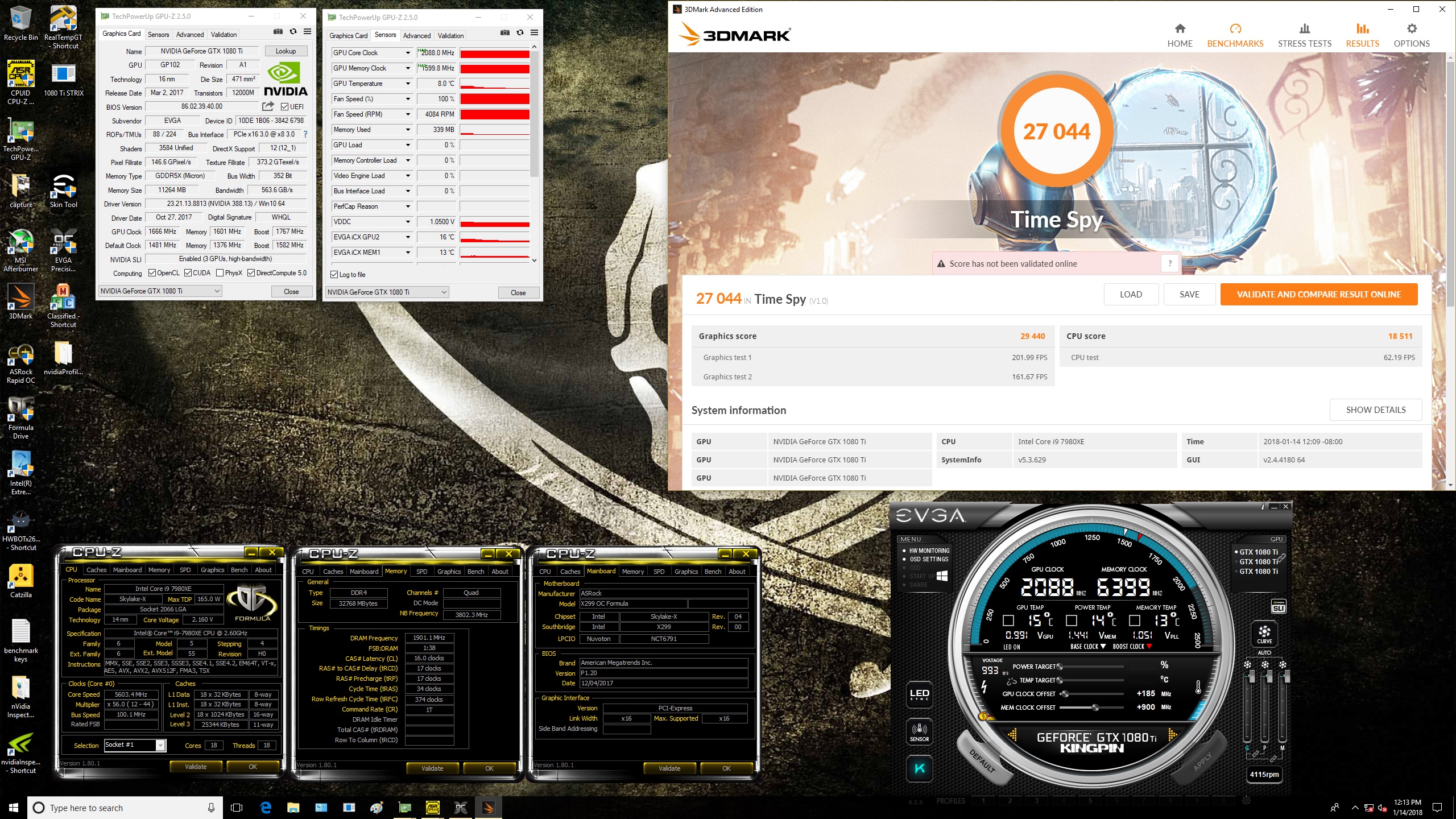 Gunslinger`s 3DMark - Time Spy score: 27044 marks with a GeForce GTX 1080 Ti