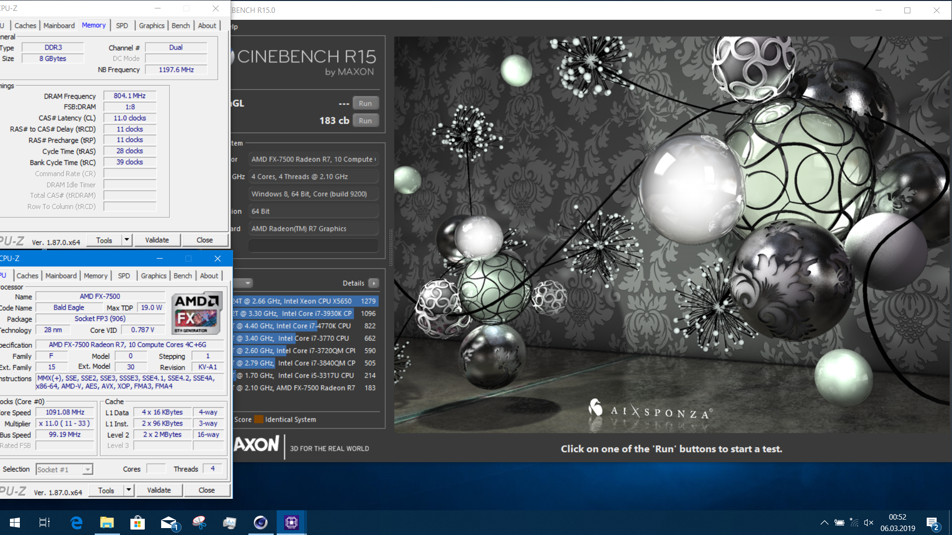 ThE-RiP`s Cinebench - R15 score: 183 cb with a FX-7500
