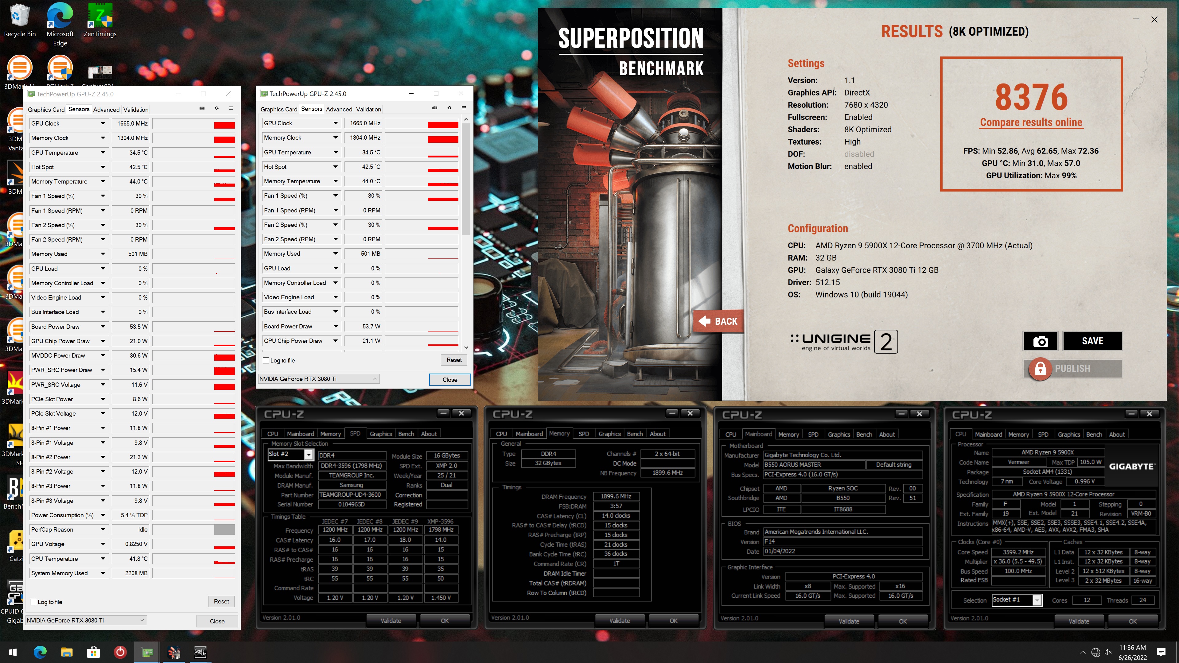ggood003`s Unigine Superposition - 8K Optimized score: 8376 points with a  GeForce RTX 3080 Ti (384 bit)