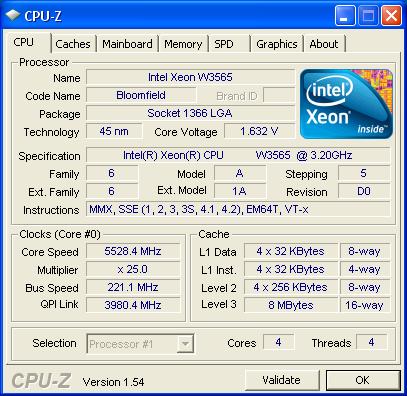 michel90`s CPU Frequency score: 5528 MHz with a Xeon W3565